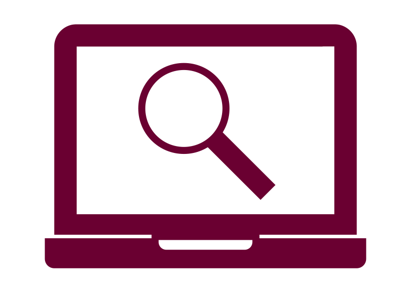 Magnifying glass and laptop search engine icon
