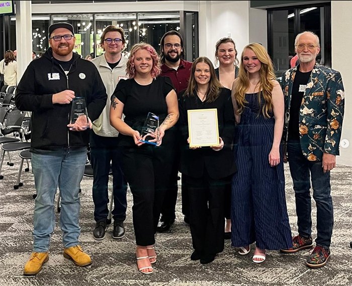 Graphic Design Awards 2024 - A group of students, alum, and faculty from the department of art and design 