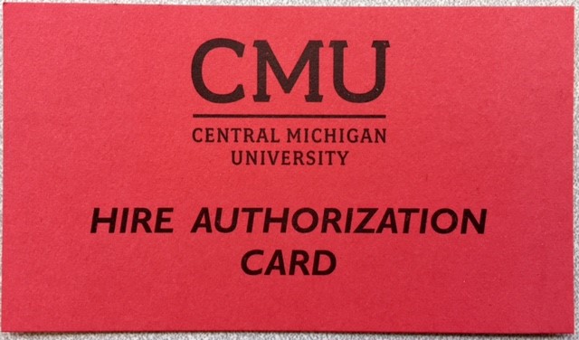 CMU Hire Authorization Card