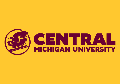 CMU Action C Combination mark horizontal one-color maroon, an Action C is located on the left of the words “Central Michigan University
