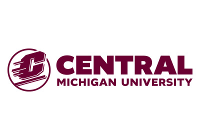 CMU Action C Combination mark horizontal one-color maroon, an Action C is located on the left of the words “Central Michigan University