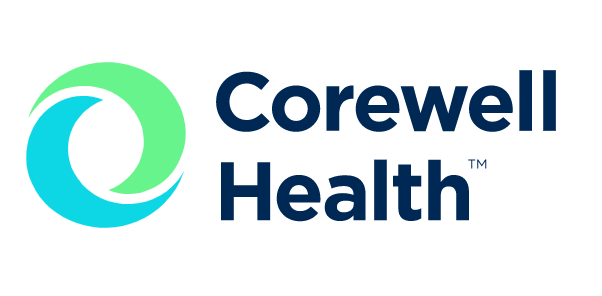 Circular logo with bold words Corewell Health