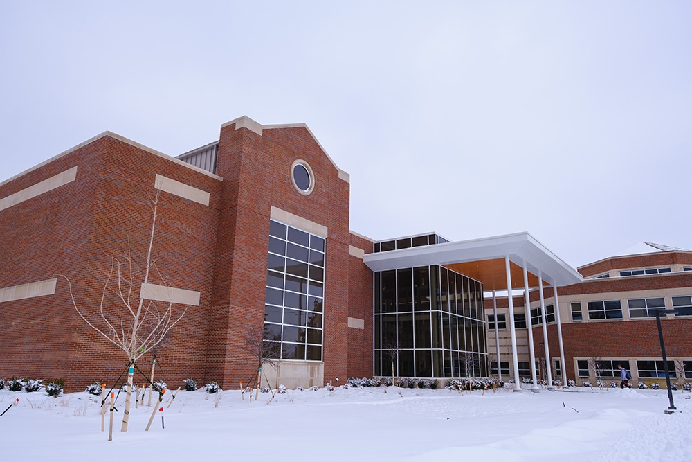 Health Professions Building Exterior during winter