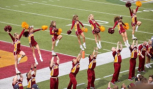 Cheerleaders in endzone