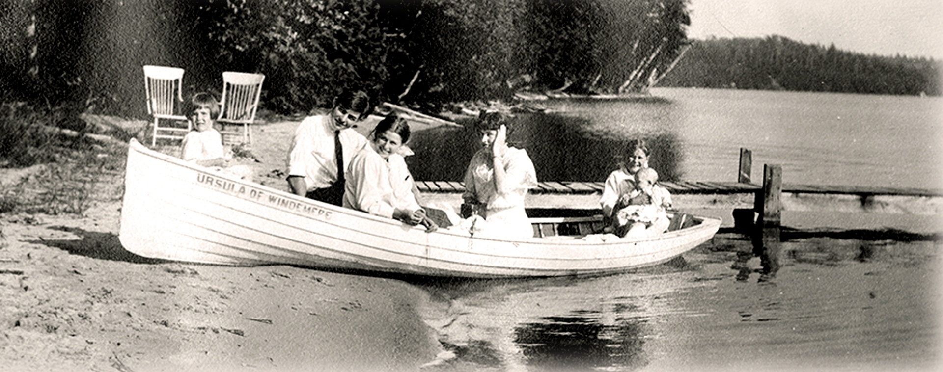 Members of the Hemingway family in a canoe