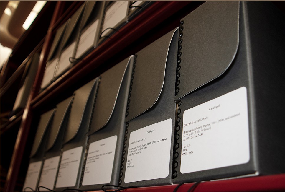 Folders in the Clarke Historical Library