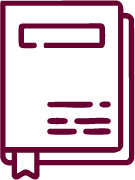 Maroon outline of a journal.