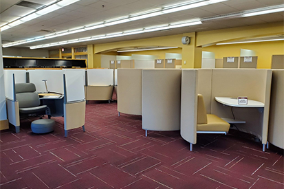 The Individual study pods in the Mary Dow Reading Room on third floor.