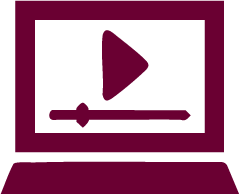 Graphic of Laptop open with Play button and video scrub bar