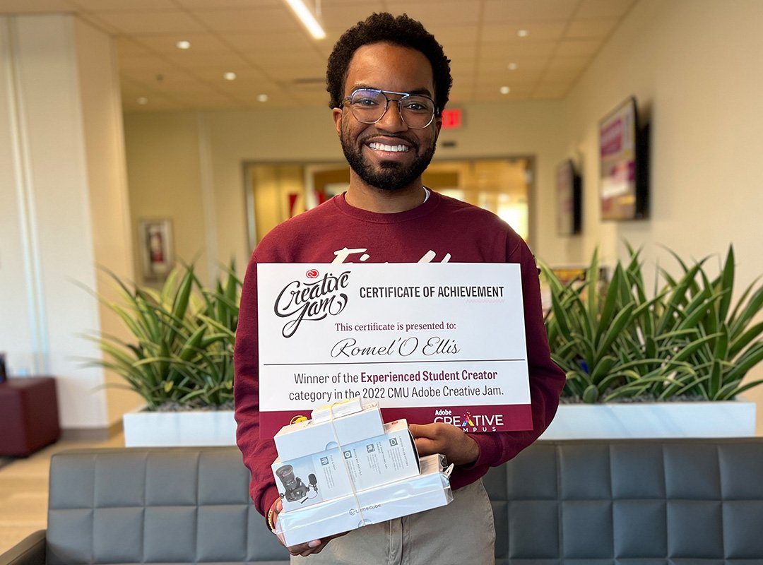 Romel'O Ellis Winner of the Experienced Student Creator category in the 2022 CMU Adobe Creative Jam