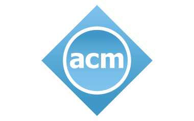 acm in white text on a blue diamond shaped background. A white circle surrounds the letters.
