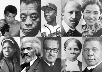 Collage of influential African Americans in celebration of Black History Month.