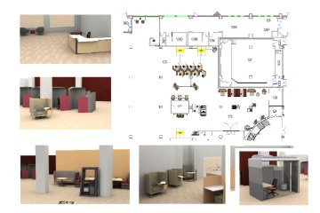 New floor plan photo and furniture/study pods planned for 1st floor quiet study remodel summer of 2025.
