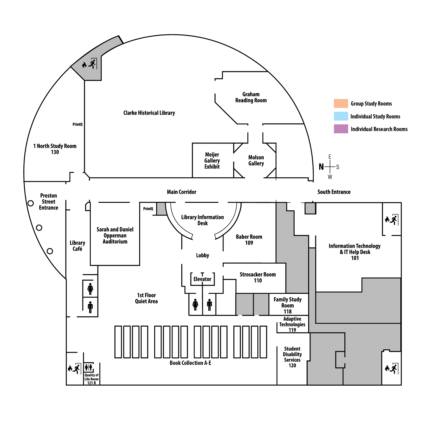 Floor Plan for the 1st floor of the library