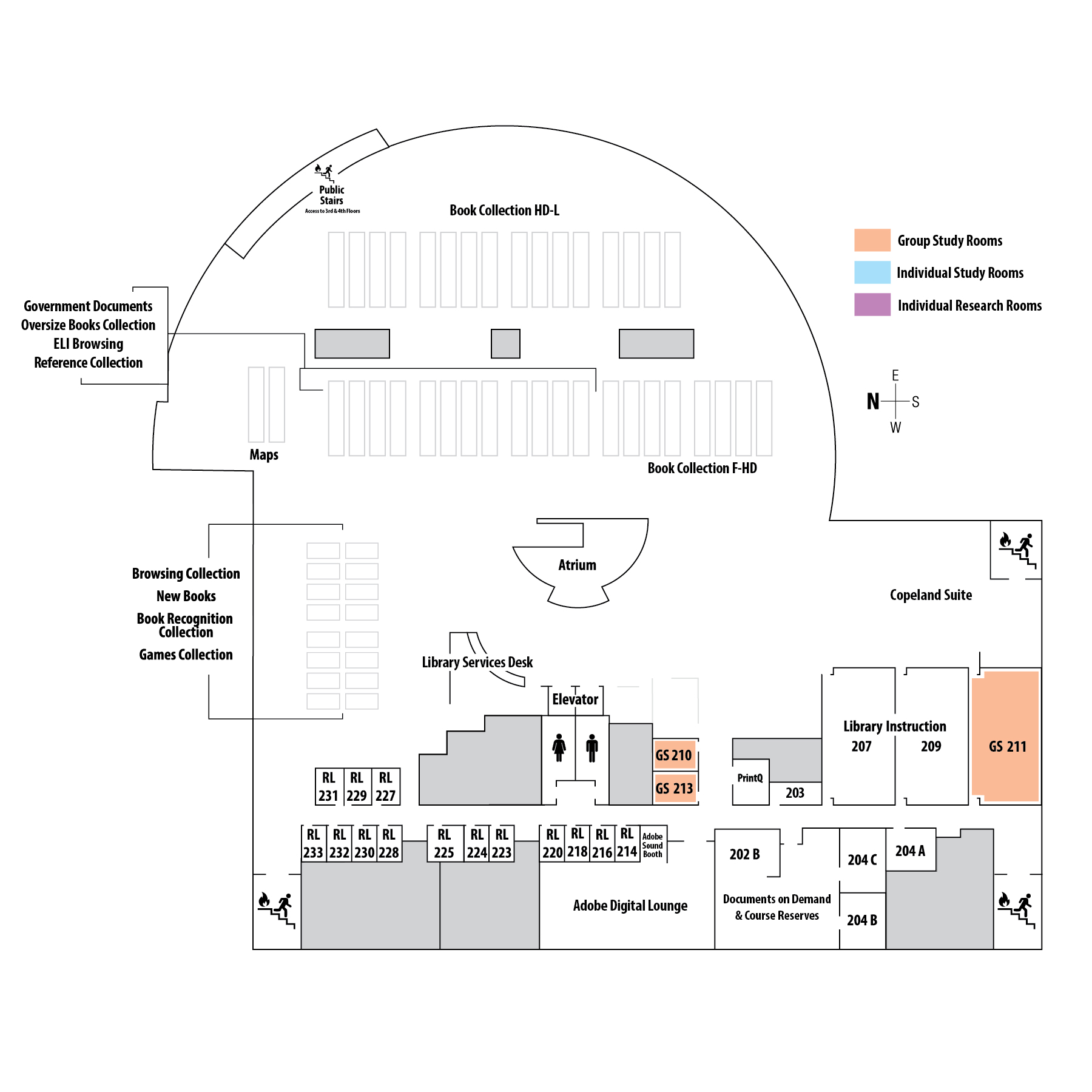 Floor Plan for the 2nd floor of the library