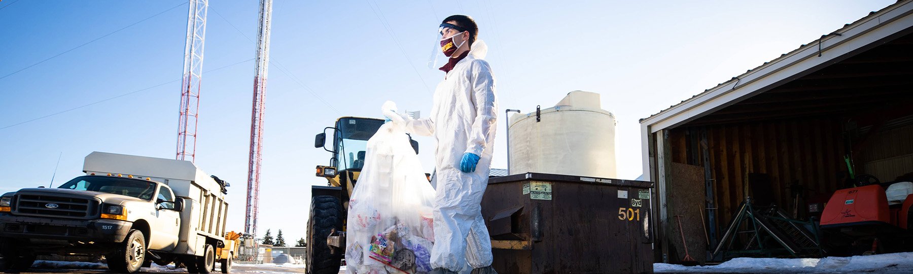 Image featuring Eric Urbaniak, a Udall Scholar, depicting his waste project.