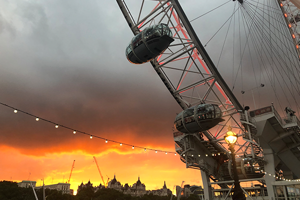 The London Eye at sunset.