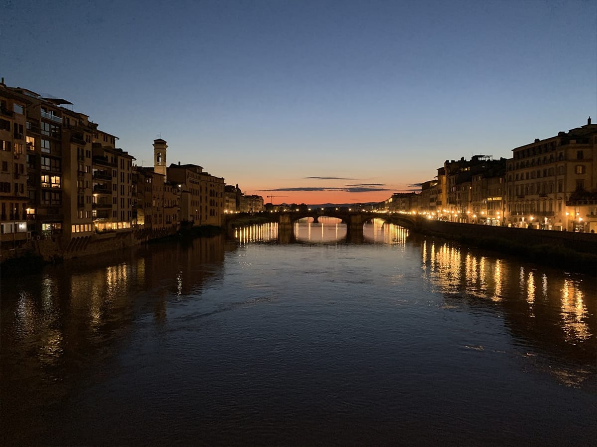 Ponte Vecchio in Florence, Italy at night.