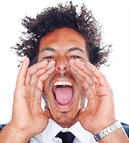 Stock photo of a man yelling.