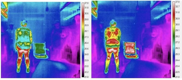 Thermal Images with Temperature Scale of before and after wheelchair use