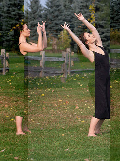 Snap shots of a student performing dance moves