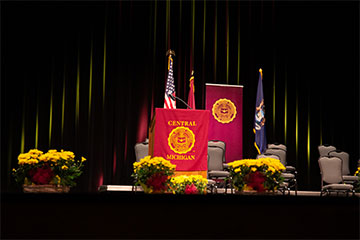 Stage with CMU seal for commencement
