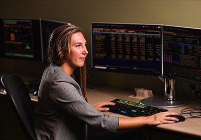 CBA student at computer