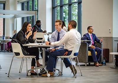 Students collaborating in Grawn Hall