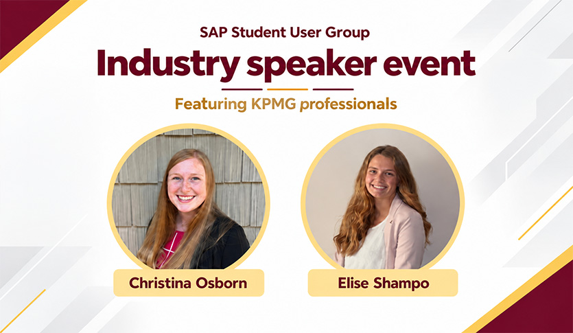 Christina Osborn and Elise Shampo, featured speakers for a KPMG career event hosted by CMU’s SAP Student User Group.