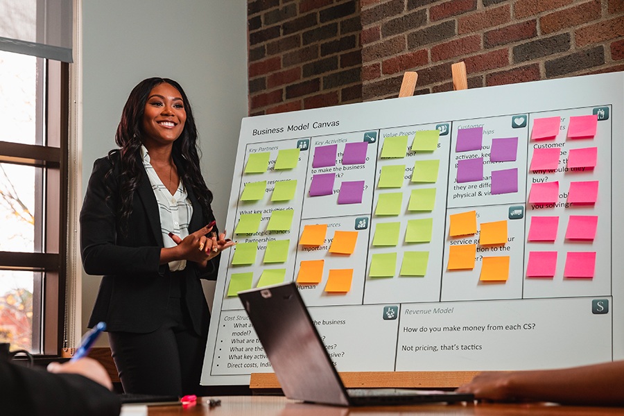 CMU business Student presenting a class project