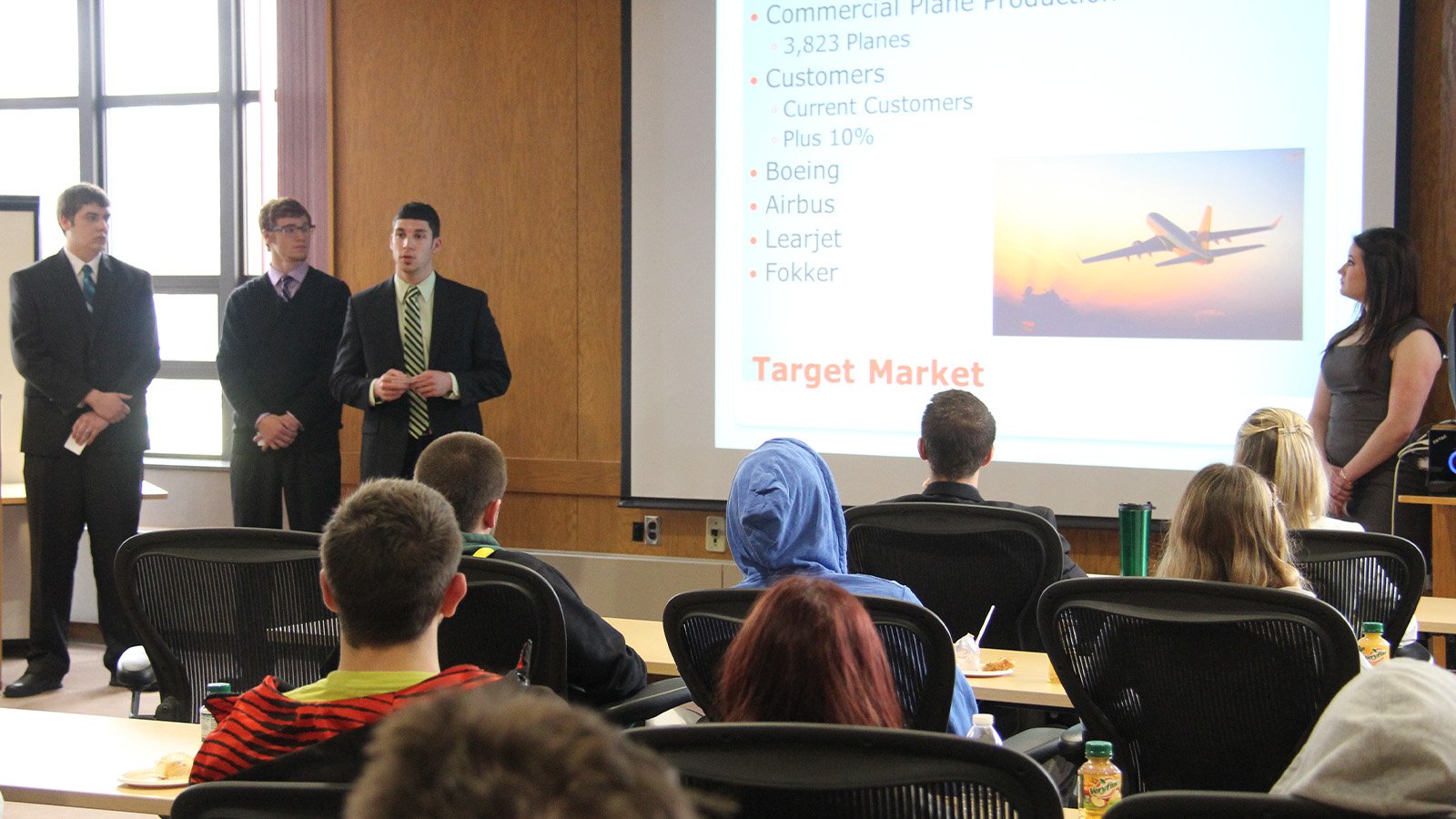 Student presenting at the integrated core.