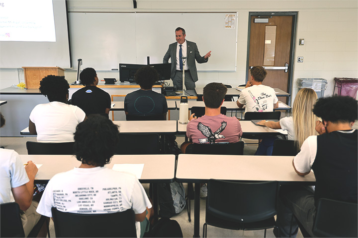 President Neil MacKinnon in the classroom.