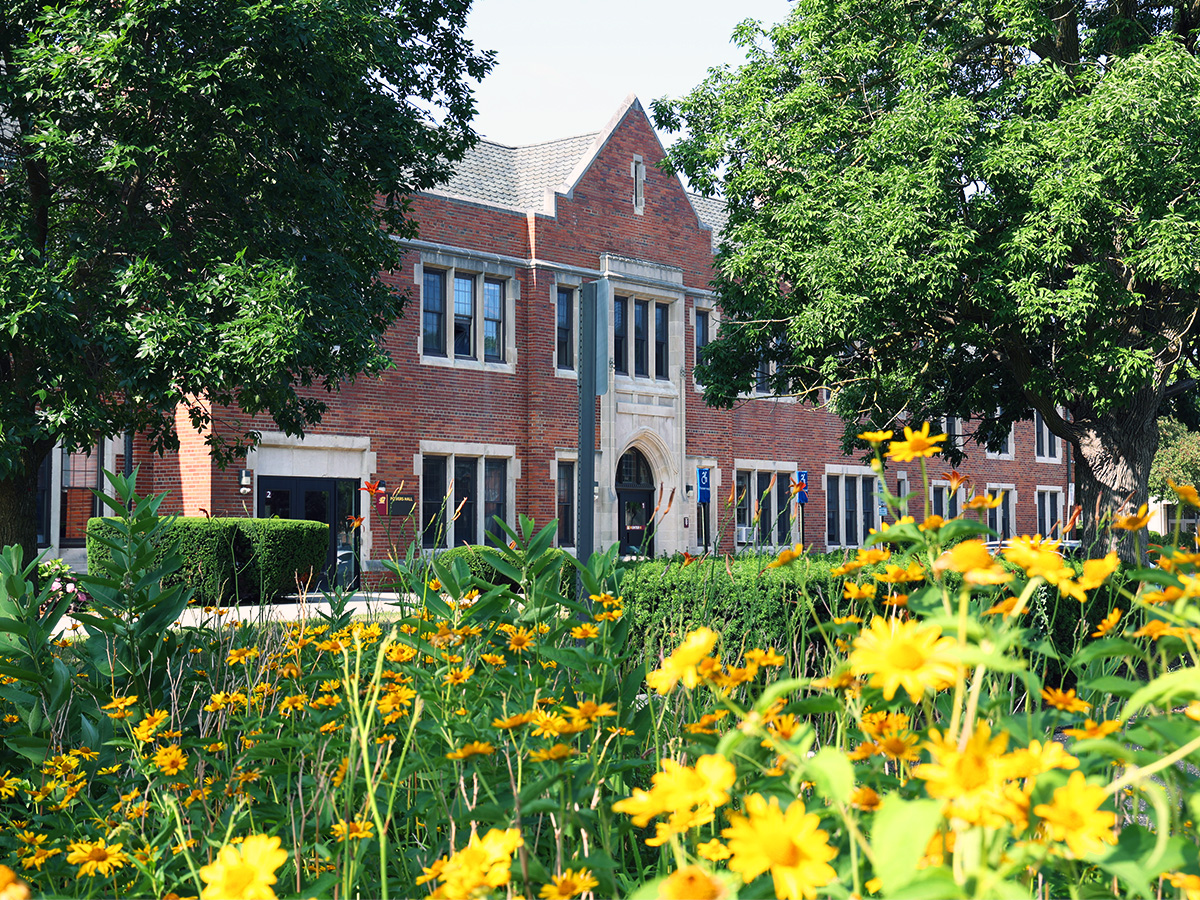 Exterior of Powers Hall taken mid summer