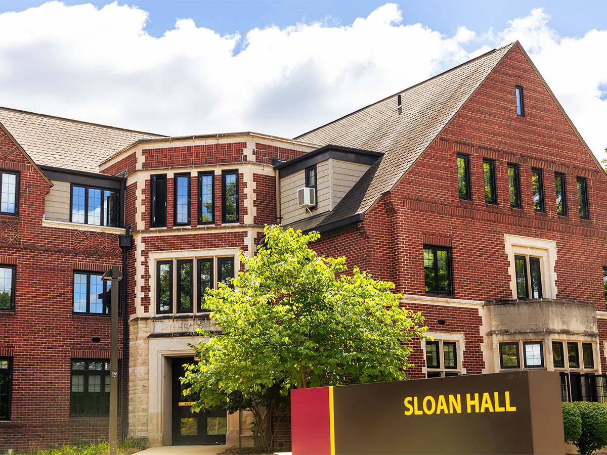 An exterior picture of Sloan Hall