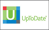 The UpToDate logo featuring a white u in a green box next to the text Up to Date in green.