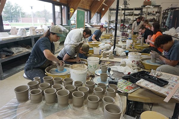 Pottery students