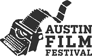 Logo with the words Austin Film Festival and an image of film on it.