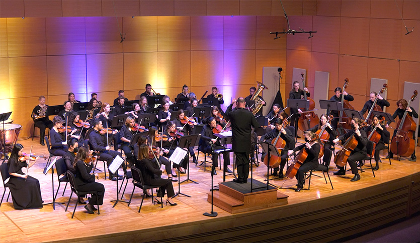 A picture of the CMU Symphony Orchestra performing a concert
