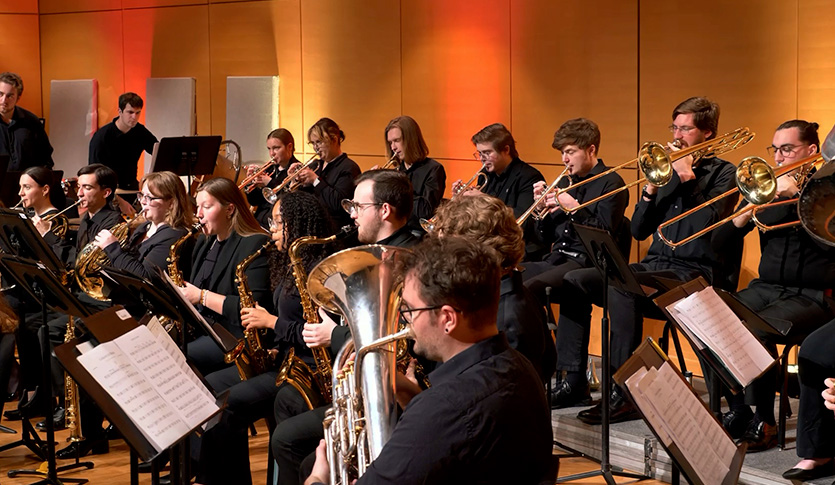 The Symphonic Wind Ensemble performing in Staples Family Concert Hall