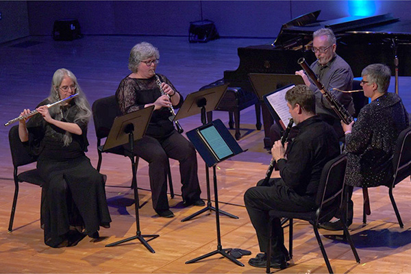 A picture of the Powers Woodwind Quintet in concert