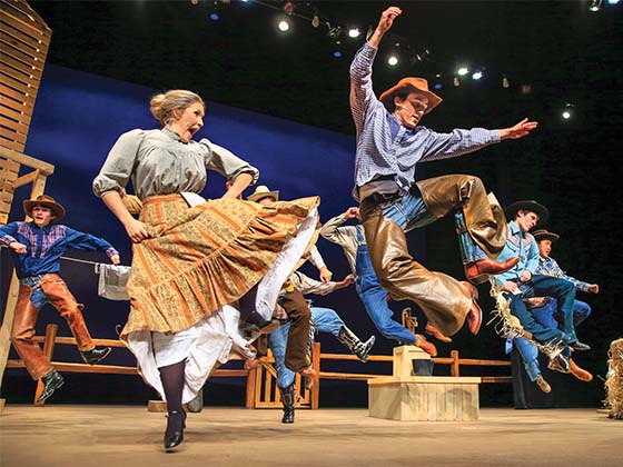 Theatre students at Central Michigan University perform up on the stage of the Bush Theatre in Moore Hall.