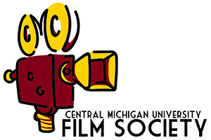 Film Society Logo, a maroon and golg darwing of a film camera with the text 