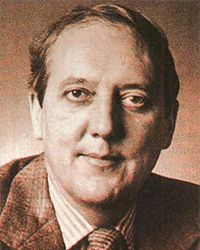 Headshot of James Wieghart, a greyscale newspaper clipping
