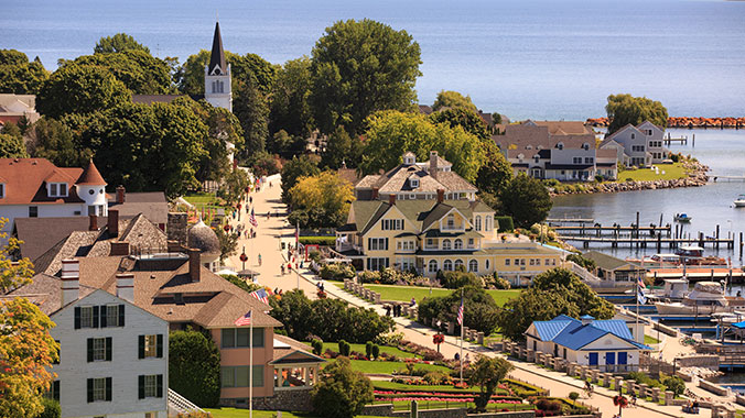 View of Mackinac island's downtown