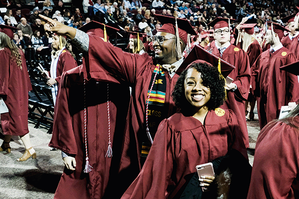 Happy students at CMU commencement ceremony