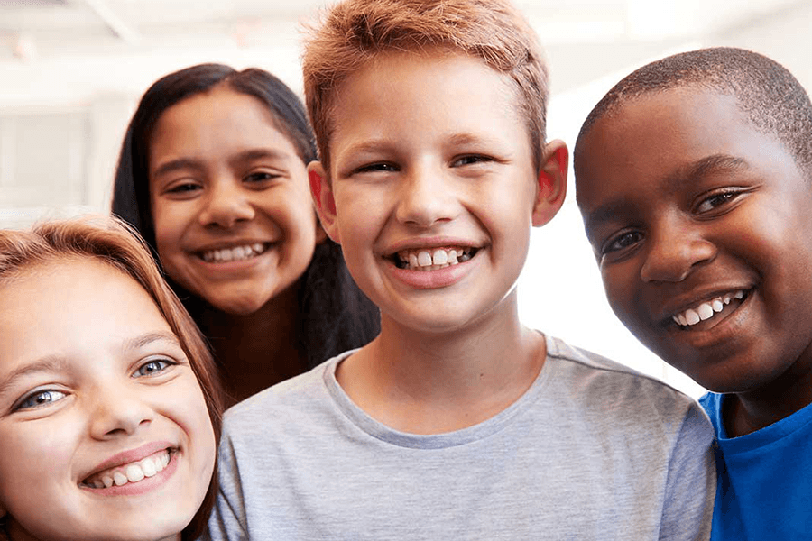 Group photo of diverse group of children