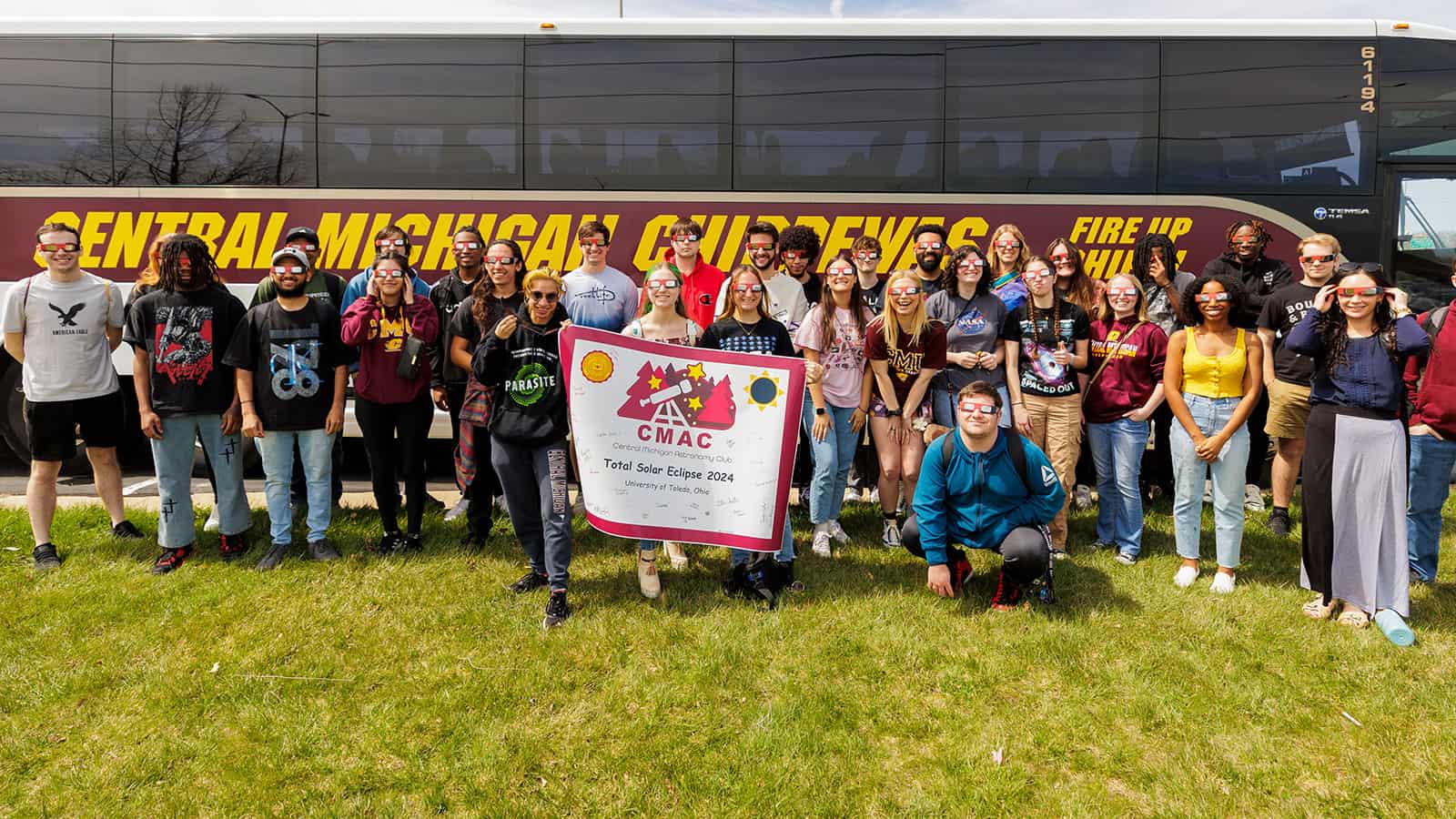 The Astronomy Club visiting the University of Toledo for the 2024 Total Solar Eclipse
