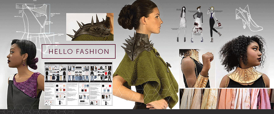 Collage of student work from fashion majors