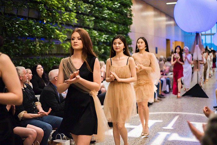 models wearing dresses in threads fashion show
