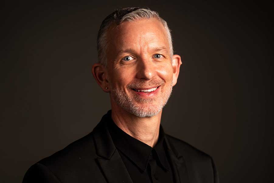 a man in a black shirt